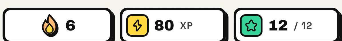 6 jours de série, 80 XP, 12 étoiles sur 12